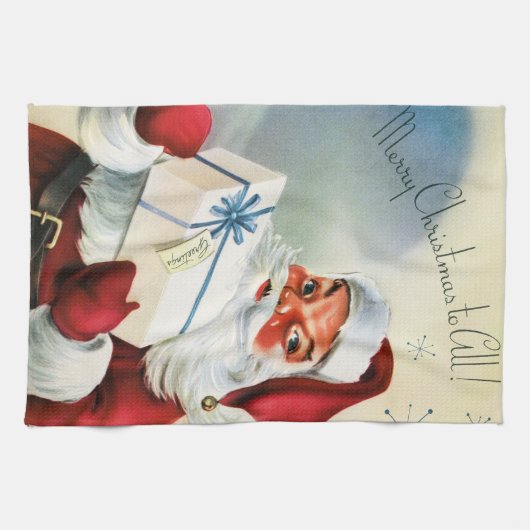 Retro Vintages Weihnachtssankt-Küchentuch Geschirrtuch (Horizontal)