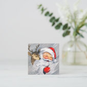 Retro Vintages Weihnachtssankt-Ren Quadratische Visitenkarte (Stehend Vorderseite)