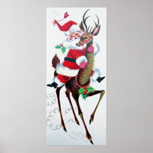 Retro Vintages Weihnachtssankt-Renplakat Poster