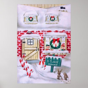 Retro Vintages Weihnachtssankt Werkstattplakat Poster