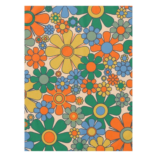 Retro Vintages weißes, florales Muster Tischdecke (Vorderseite)