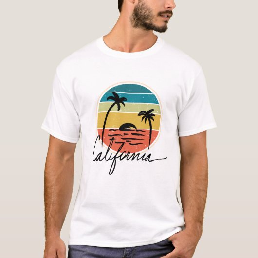 Retro Vintazge Sonnenuntergang auf Kalifornien Pal T-Shirt (Vorderseite)
