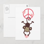 Retro Vinttage Hängender Friedensaffe - Blau oder Postkarte (Vorne/Hinten)