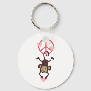 Retro Vinttage Hanging Peace Monkey - Blau oder Ro Schlüsselanhänger
