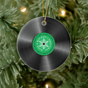 Retro-Vinyl-Album Vintage-Schallplatte Weihnachten Keramik Ornament