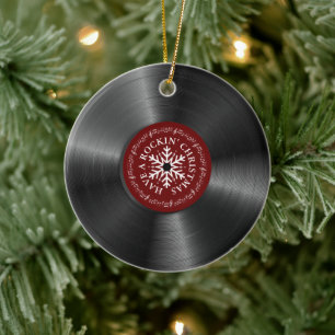 Retro-Vinyl-Album Vintage-Schallplatte Weihnachten Keramik Ornament