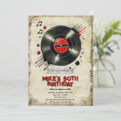 Retro vinyl birthday party invitation einladung (Stehend Vorderseite)