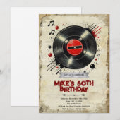 Retro vinyl birthday party invitation einladung (Vorne/Hinten)