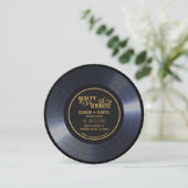 Retro Vinyl Black Wedding Record Einladung (Stehend Vorderseite)