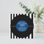 Retro-Vinyl-Datensatz| Modern Wedding Invite (blau Einladung (Stehend Vorderseite)