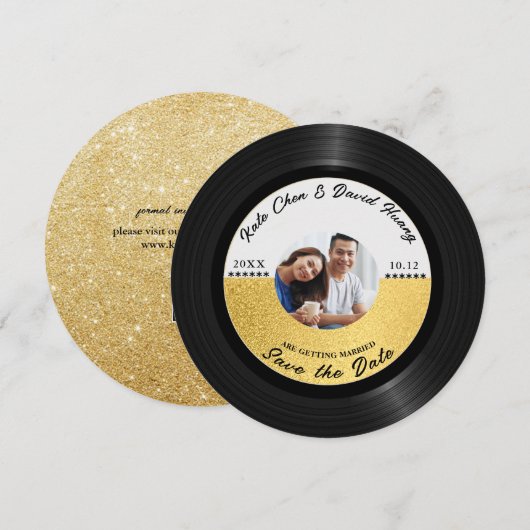 Retro-Vinyl-Foto Save the Date QR-Code (Vorne/Hinten)