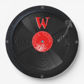 Retro Vinyl Groove - Monogrammatisches Vintages De Pappteller (Vorderseite)
