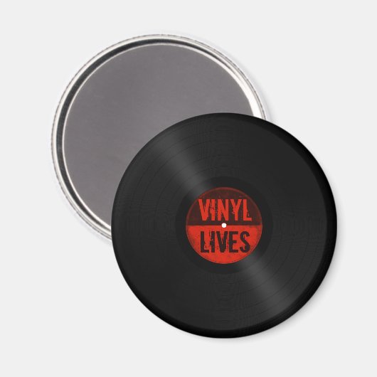 Retro Vinyl Lives Magnet (Vorderseite/Rückseite)