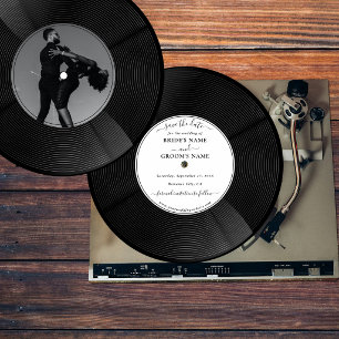 Retro-Vinyl-Musik-Schallplatte Hochzeit Termin spe Einladung