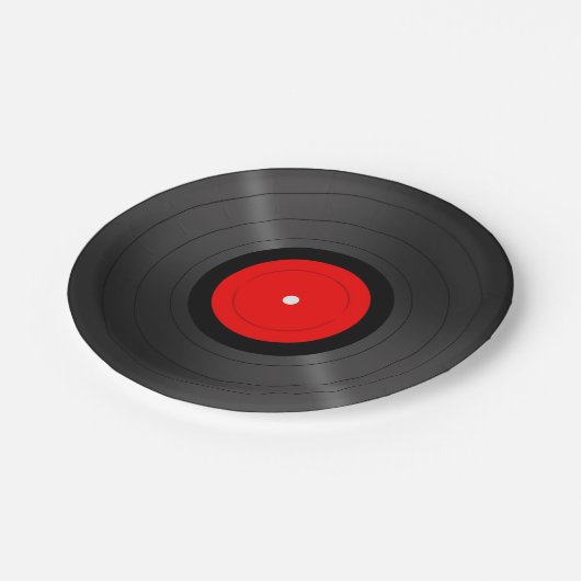 Retro Vinyl Plate Pappteller (Schrägansicht)