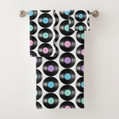 Retro Vinyl Platten Farbiges Muster Design Badhandtuch Set (Insitu)
