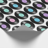 Retro Vinyl Platten Farbiges Muster Design Geschenkpapier (Ecke)