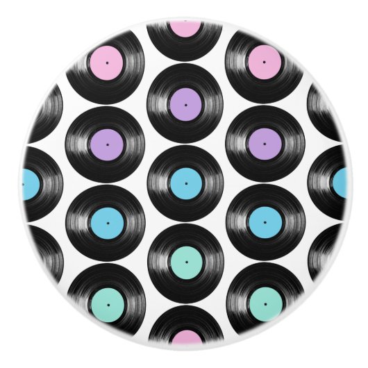 Retro Vinyl Platten Farbiges Muster Design Keramikknauf (Vorderseite)