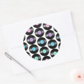 Retro Vinyl Platten Farbiges Muster Design Runder Aufkleber (Umschlag)