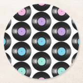 Retro Vinyl Platten Farbiges Muster Design Runder Pappuntersetzer (Vorderseite)