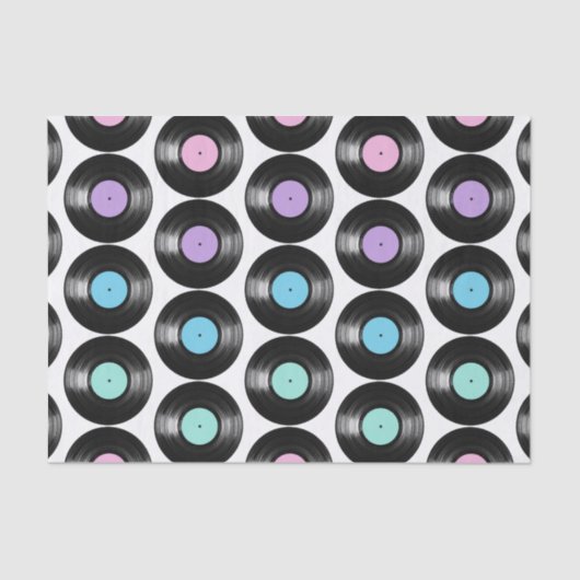 Retro Vinyl Platten Farbiges Muster Design Seidenpapier (Vorderseite)