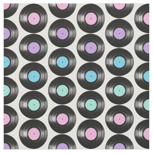 Retro Vinyl Platten Farbiges Muster Design Stoff (Nahaufnahme)