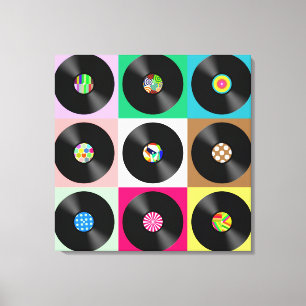 RETRO VINYL PLATTEN STRETCHEN LEINWAND ART DRUCKEN