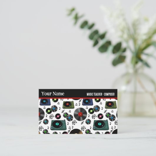 Retro Vinyl Record Alben Music Beruflich Visitenkarte (Stehend Vorderseite)