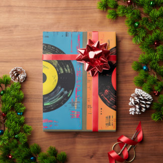 Retro Vinyl Record Album 60er 70er Geschenkpapier