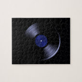 Retro Vinyl Record Album in Blue Puzzle (Horizontal)