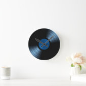 Retro Vinyl Record Album in Blue Runde Wanduhr (Zuhause)