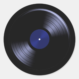 Retro Vinyl Record Album in Blue Runder Aufkleber