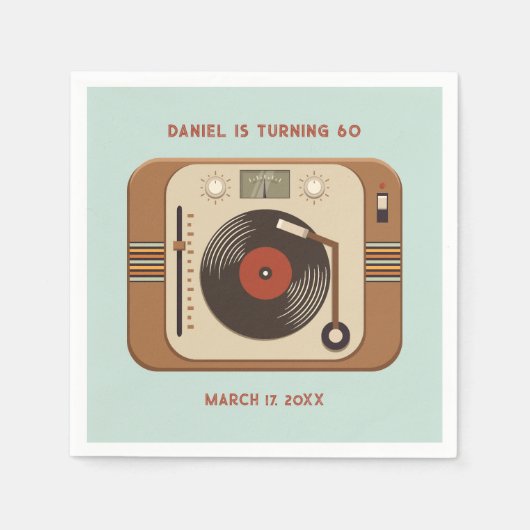 Retro Vinyl Record Birthday Napkins Serviette (Vorderseite)