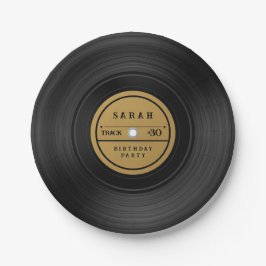 Retro Vinyl Record Birthday Pappteller