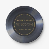 Retro Vinyl Record Black Wedding Pappteller (Vorderseite)