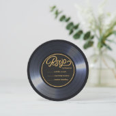 Retro Vinyl Record Black Wedding RSVP Einladung (Stehend Vorderseite)