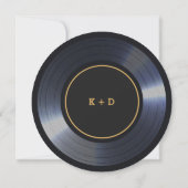 Retro Vinyl Record Black Wedding RSVP Einladung (Rückseite)