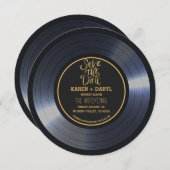 Retro Vinyl Record Black Wedding Save the Date Inv Einladung (Vorne/Hinten)