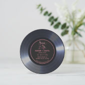 Retro Vinyl Record Black Wedding Save the Date Inv Einladung (Stehend Vorderseite)