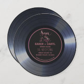 Retro Vinyl Record Black Wedding Save the Date Inv Einladung (Vorne/Hinten)