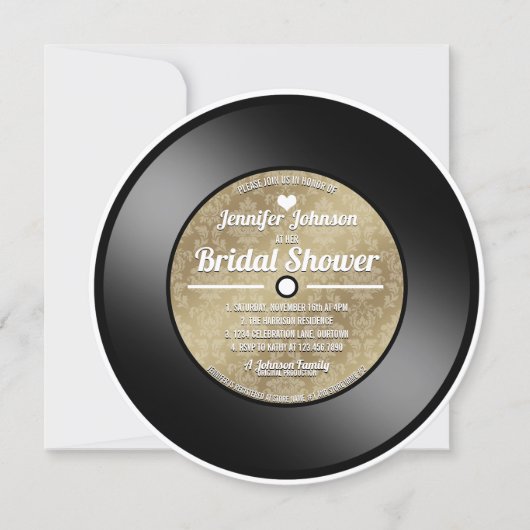 Retro Vinyl Record Bridal Dusche Einladung (Vorderseite)