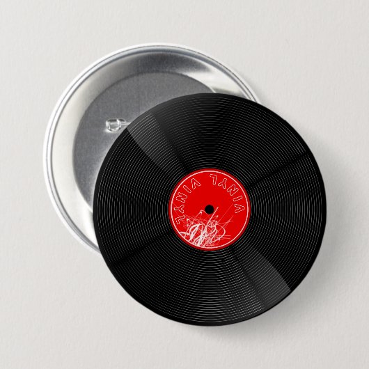 Retro Vinyl Record Button - Cool realistisches Des (Vorne & Hinten)