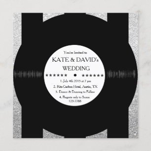 Retro Vinyl Record Chic Silver Wedding Einladungen