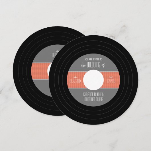 Retro Vinyl Record Einladung (Vorne/Hinten)