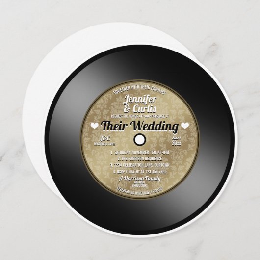Retro Vinyl Record Einladung (Vorne/Hinten)