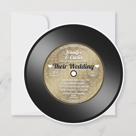 Retro Vinyl Record Einladung (Vorderseite)