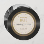 Retro Vinyl Record Foto Hochzeit Save The Date (Vorne/Hinten)