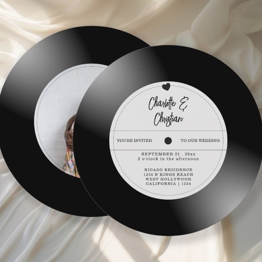 Retro Vinyl Record Foto Wedding Einladung