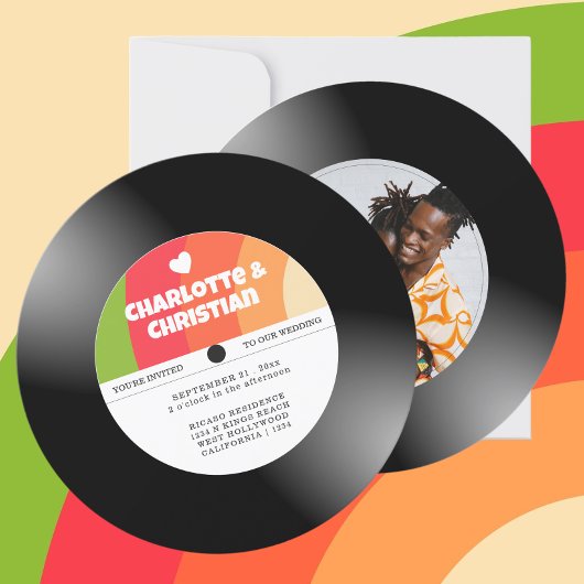Retro Vinyl Record Foto Wedding Einladung