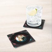 Retro Vinyl Record Gastgeschenk Hochzeit Foto Viel Rechteckiger Pappuntersetzer (Vor Ort)